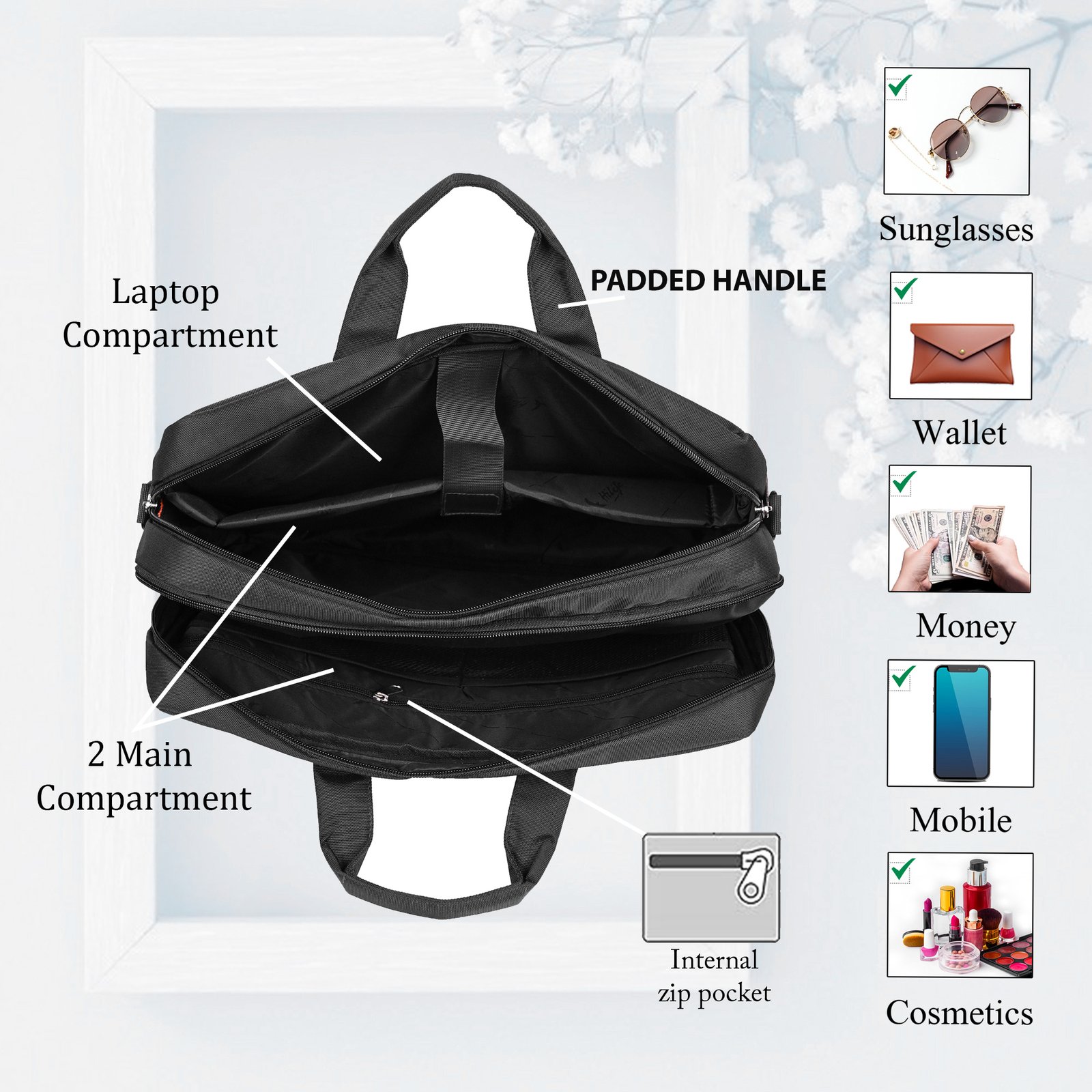 Zurbaa Stylish Laptop Bags AEF Black